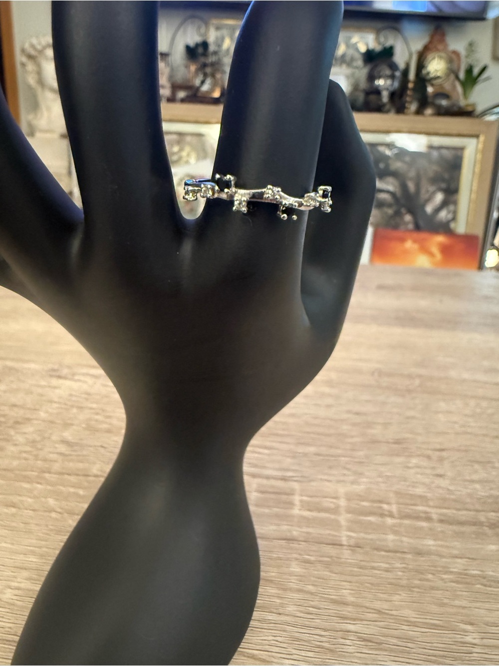 Sterling Silver Black Onyx and White Zircon ring